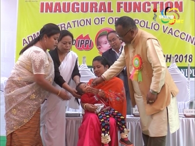 Health minister, L. Jayantakumar launches second round of the 3-day Intensified Pulse polio Immunisation programme by administering polio drops to  children