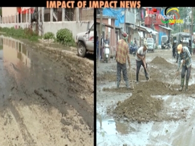 Authorities repair road from Shree Govindajee temple to Mahabali Kabui village after Impact news highlighted the deplorable condition of the road