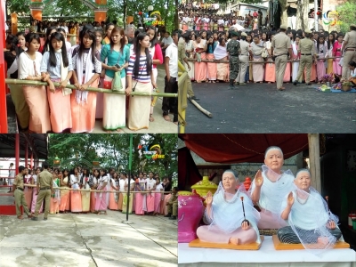 Thousands of devotees throng Hiyangthang Lairembi Temple on the day of Bor on second day of Durga Puja Festival