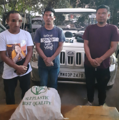 THREE ARRESTED WITH 581 GRAMS OF SUSPECTED HEROIN NEAR FOREST BEAT OFFICE, NAPAET PALLI, I/E