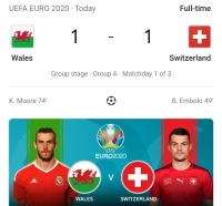 EURO 2020: WALES, SWITZERLAND 1-1 DRAW