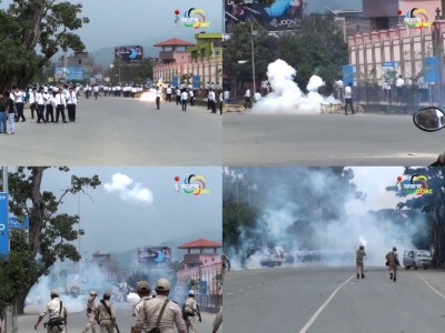 At least 10 students are injured in scuffle between ILP protestors and police on palace compound