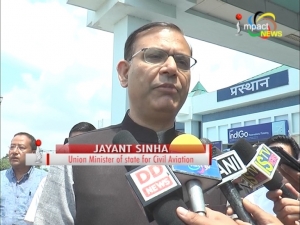Union Minister of State for Civil Aviation Jayant Sinha inspects Imphal International Airport, says there is lot of scope for development
