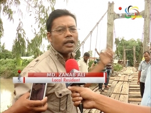 Repair work of the suspension bridge on the Imphal river connecting Chirai village of Mayang Imphal and Irong village of Wabagai began today