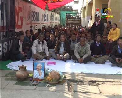 Employees of Bharat Sanchar Nigam Limited (BSNL) Manipur Division staged a Sit-in for their various demands
