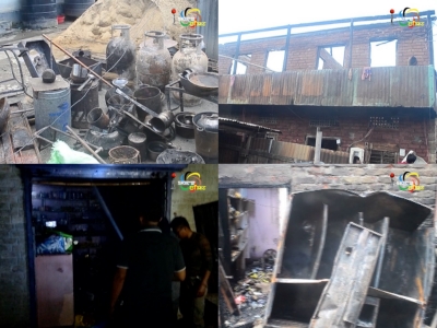 Fire destroys house completely in Thangmeiband Dewan Leikai, Fire tender comes to the site without water